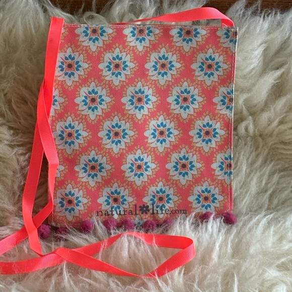 Natural Life Vibrant Floral Tote with Neon Pink Strap - Picture 2 of 2